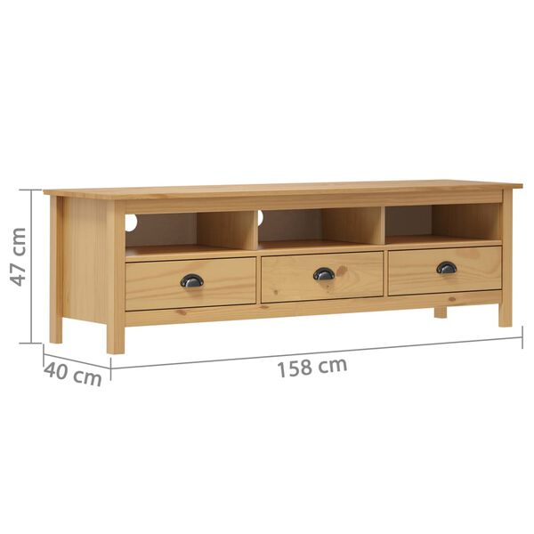 vidaXL Mobile Porta TV Hill Marrone ambra 158x40x47cm Legno Pino