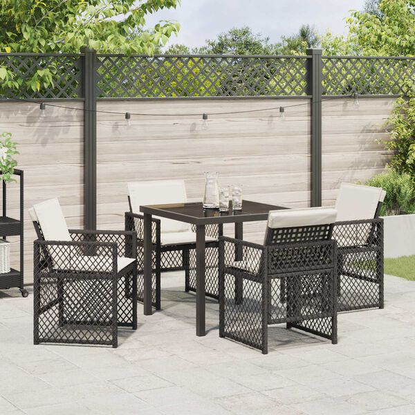 vidaXL Set da Pranzo per Giardino 5 pcs Nero polyrattan