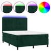 vidaXL Letto a Molle con Materasso e LED Verde Scuro 140x190cm Velluto