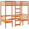 vidaXL Giroletto Soppalco Scrivania e Sedie Marrone Cera 90x200cm Pino