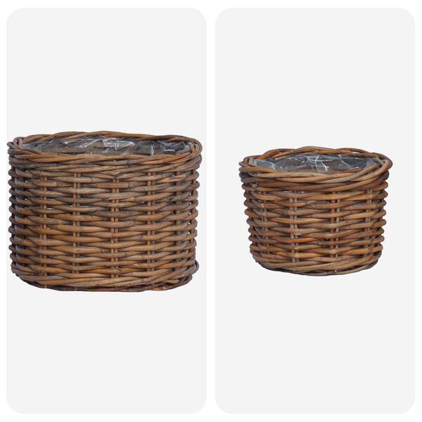 vidaXL Cestino per Piante con archiviazione 2 pcs Marrone Rattan Kubu