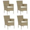 vidaXL Set Pranzo da Giardino 5 pz con Cuscini in Polyrattan Beige