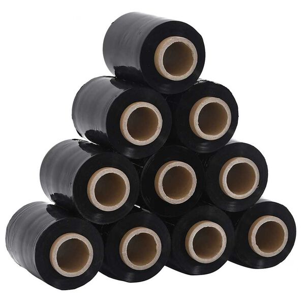 vidaXL Film Estensibili 10 pz Nero 23 &mu;m 10 cm x 300 m