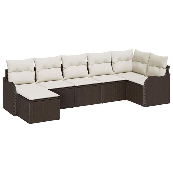 vidaXL Set Divano da Giardino Marrone polyrattan