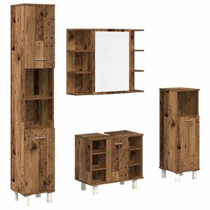 vidaXL Set Mobili da Bagno 4 pz Legno Antico in Legno Multistrato