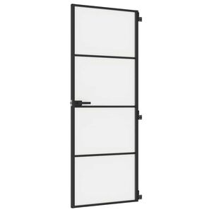 vidaXL Porta per Interni Nera 76x201,5cm Vetro Temperato e Alluminio