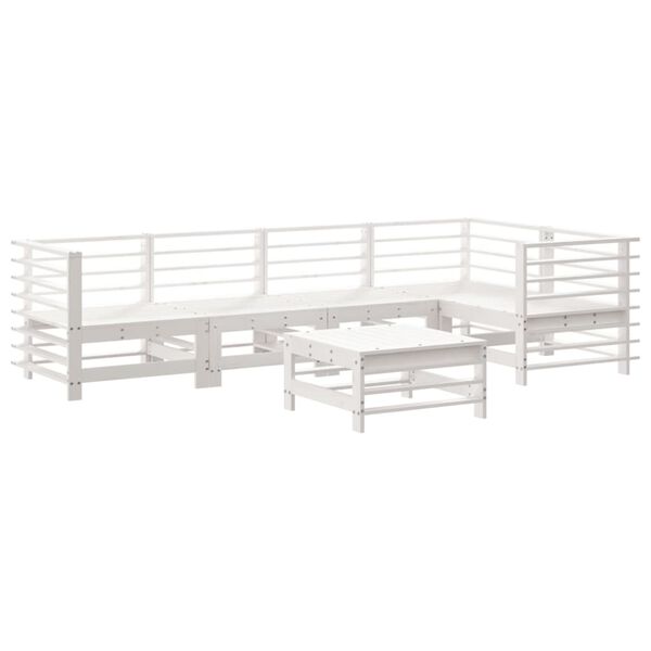 vidaXL Set Divani da Giardino 6pz con Cuscini in Legno Massello Bianco