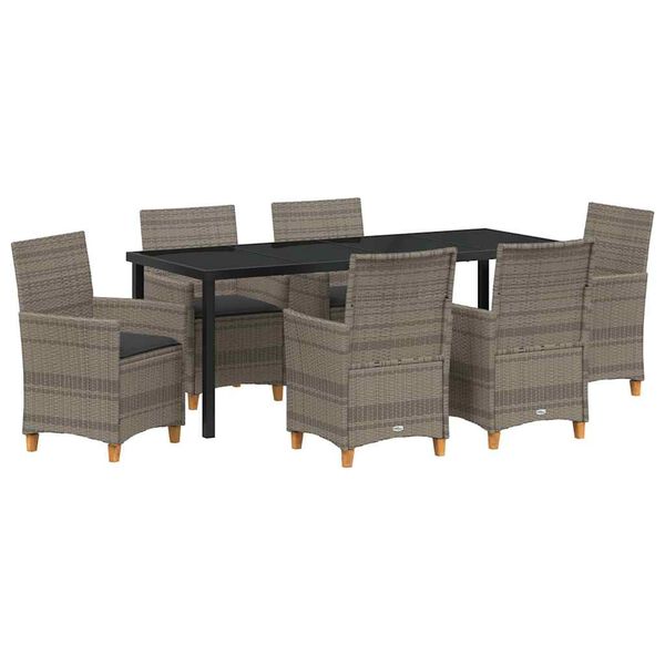 vidaXL Set da Pranzo per Giardino 7 pcs Grigio polyrattan