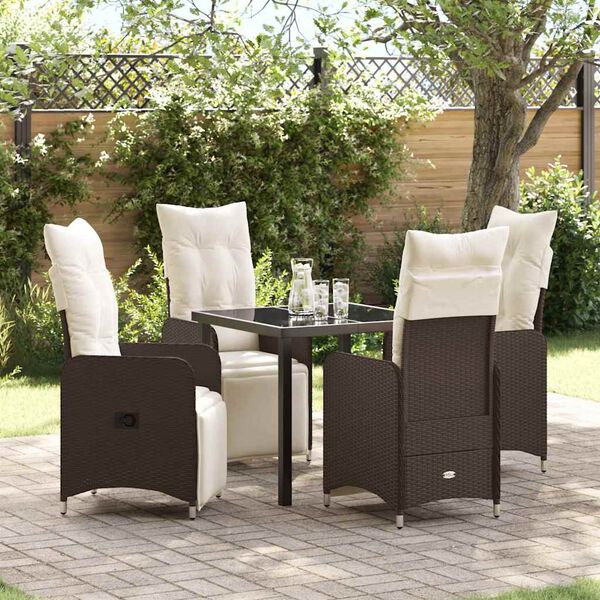 vidaXL Set da Pranzo per Giardino 5 pcs Marrone Poly Rattan