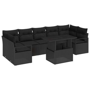 vidaXL Set Divano da Giardino con archiviazione 8 pcs Nero Poly Rattan