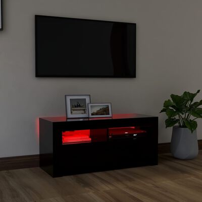 vidaXL Mobile Porta TV con Luci LED Nero 90x35x40 cm