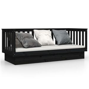 vidaXL Dormeuse Nera 75x190 cm in Legno Massello di Pino