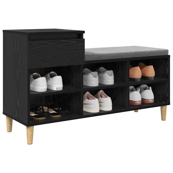 vidaXL Mobile per scarpe con cassetto Rovere Nero 102 x 36 x 60 cm