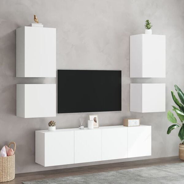 vidaXL Mobili TV a Parete 2pz Bianchi 40,5x30x40 cm Legno Multistrato