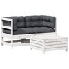 vidaXL Set Salotto da Giardino 3 pz Cuscini Legno Massello Pino Bianco