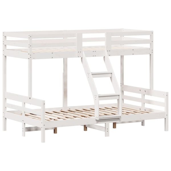 vidaXL Letto a Castello 80x200/120x200cm Bianco Legno Massello di Pino