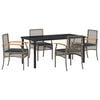 vidaXL Set da Pranzo per Giardino 5 pcs Grigio e Nero Rattan
