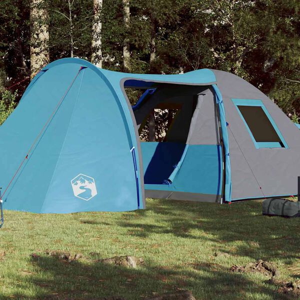 vidaXL Tenda da Campeggio a Cupola per 4 Persone Blu Impermeabile