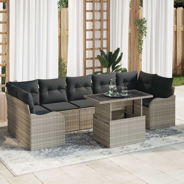 vidaXL Set Divano da Giardino 8 pcs Grigio chiaro Poly Rattan