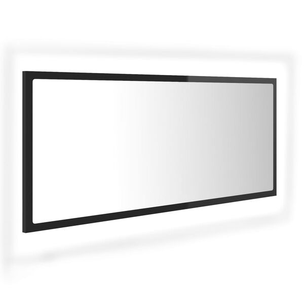 vidaXL Specchio da Bagno LED Nero Lucido 100x8,5x37 cm in Acrilico