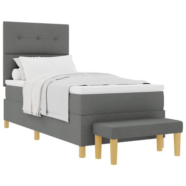 vidaXL Letto a molle con materasso Grigio scuro 90 x 200 cm Tessuto