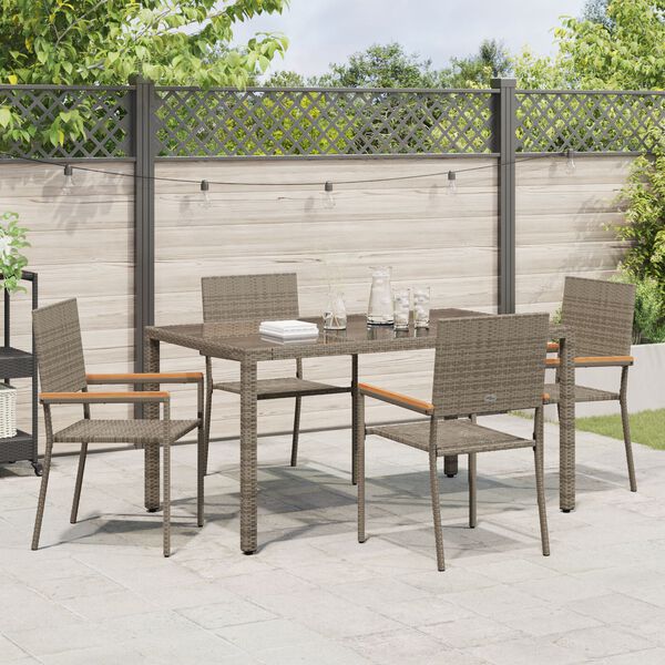 vidaXL Set da Pranzo per Giardino 5 pcs Grigio polyrattan