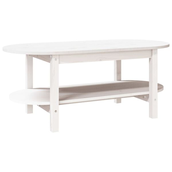vidaXL Tavolino da Salotto Bianco 110x55x45 cm Legno Massello di Pino