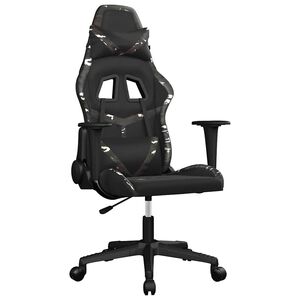 vidaXL Sedia da Gaming Massaggiante Nero e Mimetico in Similpelle