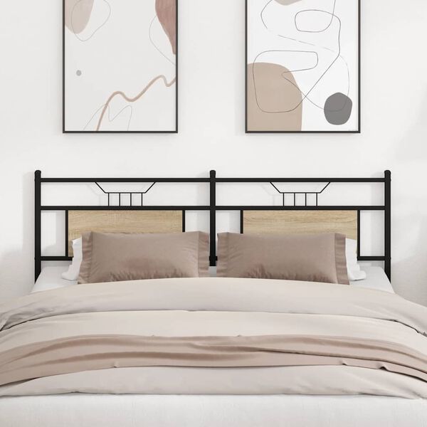 vidaXL Testiera di Ricambio Rovere Sonoma 180 cm in Legno Multistrato e Acciaio