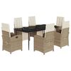 vidaXL Set da Pranzo da Giardino 7 pz con Cuscini Beige in Polyrattan