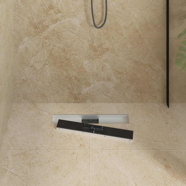 vidaXL Drenaggio doccia con copertura in vetro Nero 60 cm