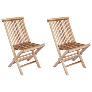 vidaXL Sedia da giardino pieghevole 2 pz Naturale Legno di teak solido