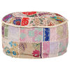 vidaXL Pouf Patchwork Rotondo Fatto a Mano in Cotone 40x20 cm Beige