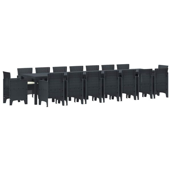 vidaXL Set da pranzo da giardino con cuscini 17 pcs Antracite PP