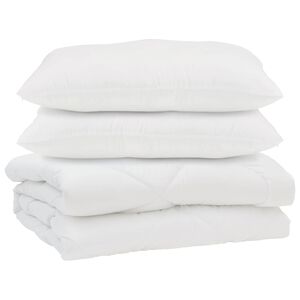 vidaXL Piumone con cuscino 3 pcs Bianco Microfibra