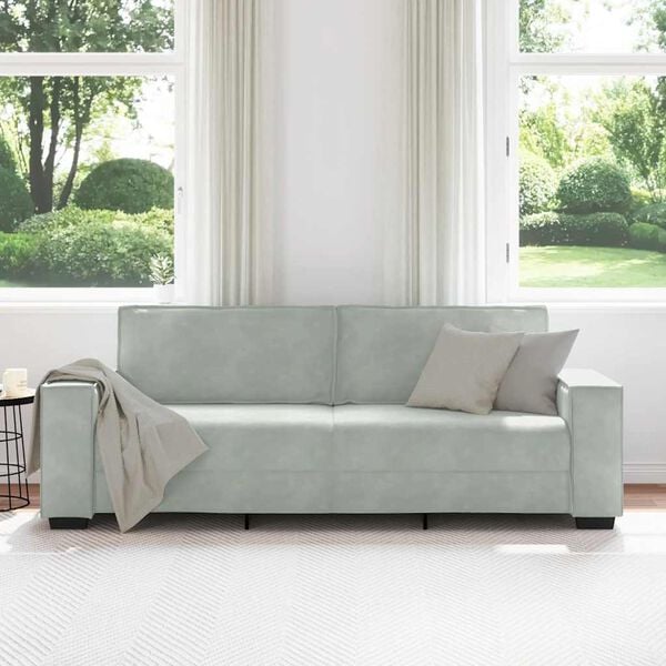 vidaXL Divano a 3 Posti Grigio Chiaro 220x78x84 cm in Velluto