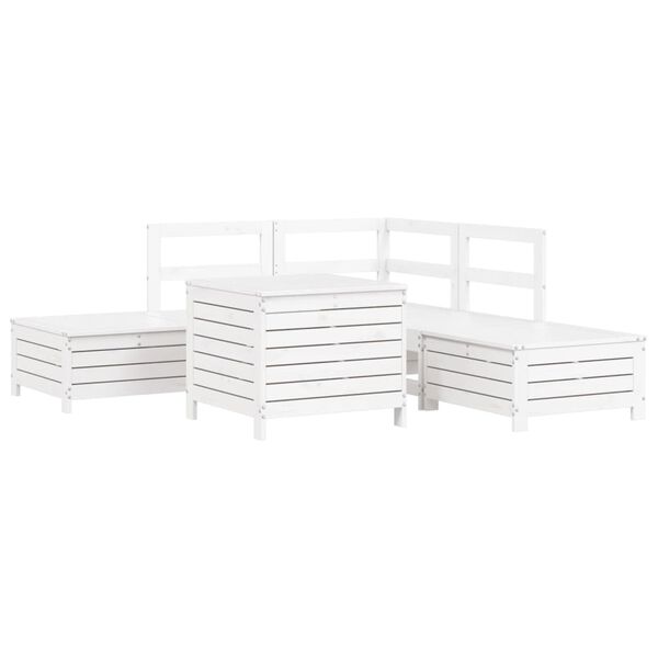 vidaXL Set Divani da Giardino 6 pz Bianco in Legno Massello di Pino