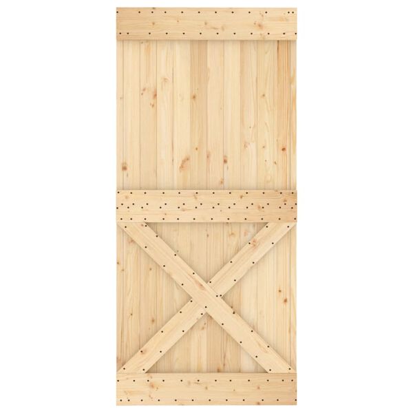 vidaXL Porta Scorrevole con Set Hardware 95x210 cm Legno Massello Pino