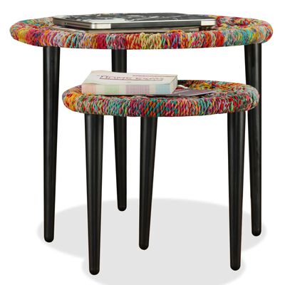 vidaXL Set Tavolini da Caffè 2 pz con Dettagli Chindi Multicolore