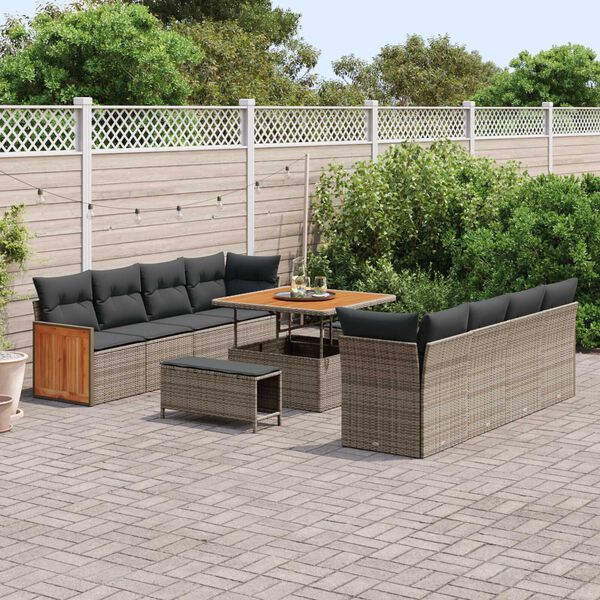 vidaXL Set Divano da Giardino con cuscino 11 pcs Grigio