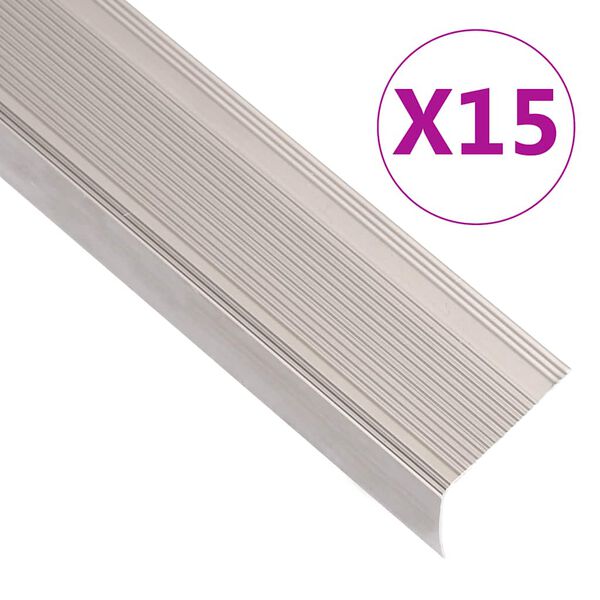 vidaXL Profili a L per Gradini 15 pz in Alluminio 90 cm Champagne