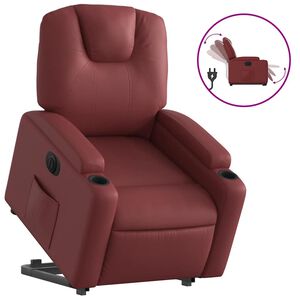 vidaXL Poltrona Alzapersona Reclinabile Rosso Vino in Similpelle