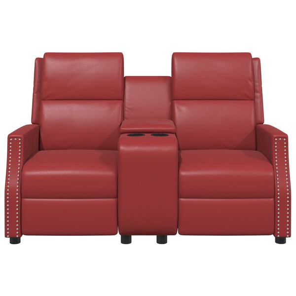 vidaXL Poltrona Massaggiante Reclinabile 2 Posti Rosso Vino Similpelle