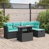 vidaXL Set Divano da Giardino 6 pz con Cuscini Nero Polyrattan Acacia
