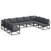 vidaXL Set Divano da Giardino 9 pz Nero Alluminio