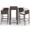 vidaXL Set da Bar da Giardino 5 pz con Cuscini in Polyrattan Marrone