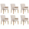 vidaXL Sedie da Pranzo con Braccioli 6 pz Beige in Tessuto