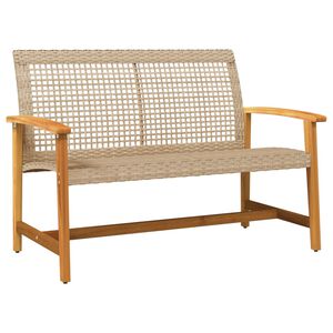 vidaXL Panca da Giardino Beige 112 cm in Polyrattan e Legno di Acacia