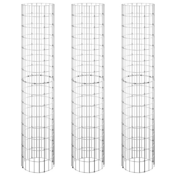 vidaXL Fioriere Gabbione Circolare 3 pz in Acciaio Zincato Ø30x150 cm