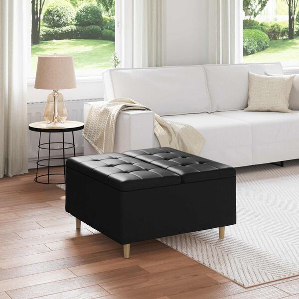 vidaXL Sgabello Button Nero 80 x 80 x 45 cm Pelle sintetica